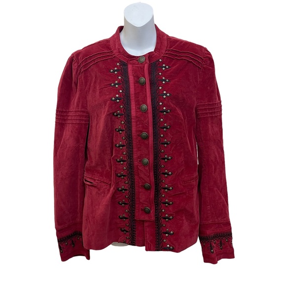 FREE PEOPLE Maven Studded and Embroidered Velvet Jacket Large - Picture 3 of 11